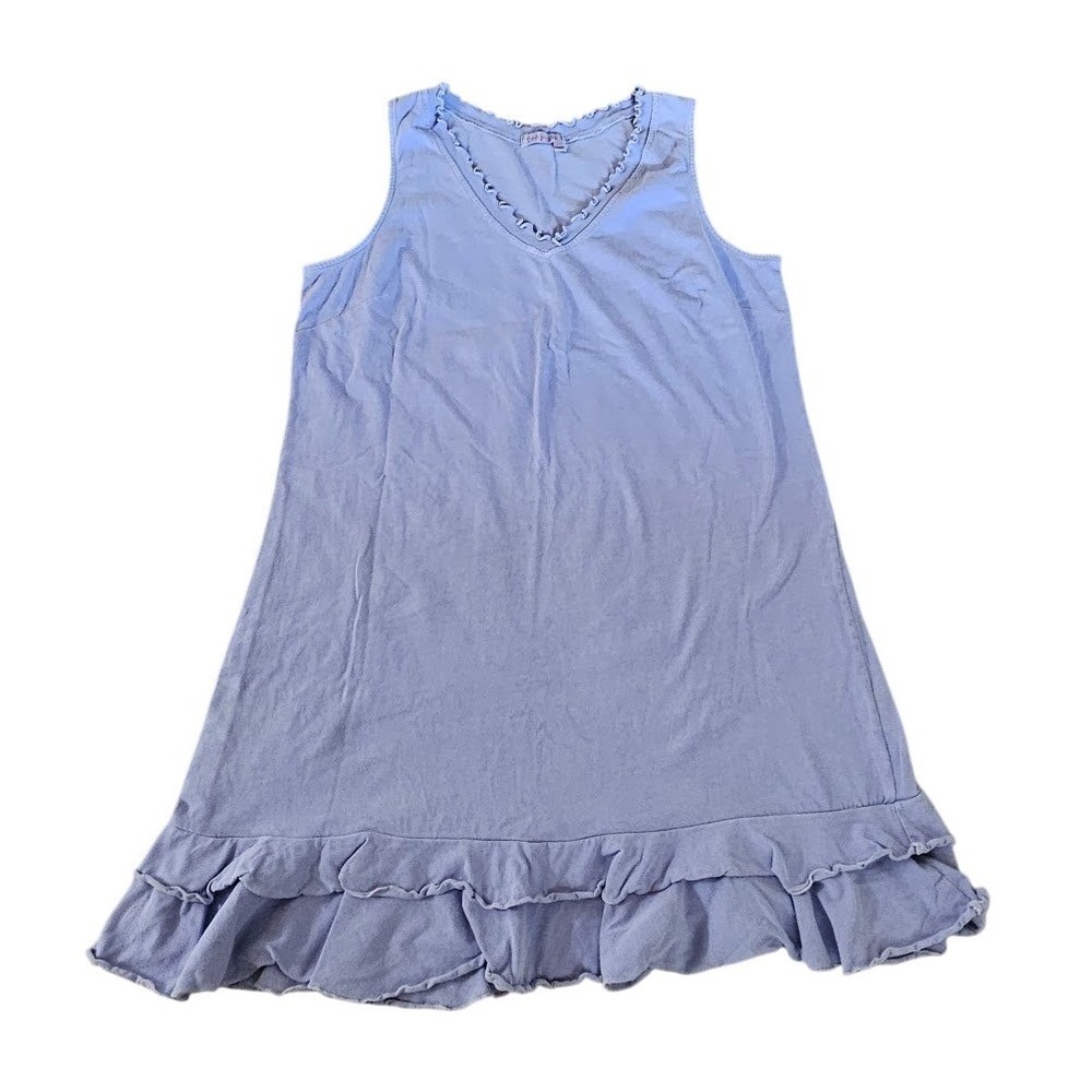 Fresh Produce Periwinkle Blue Cotton Ruffle V-Neck Sleeveless Dress XXL Sundress
